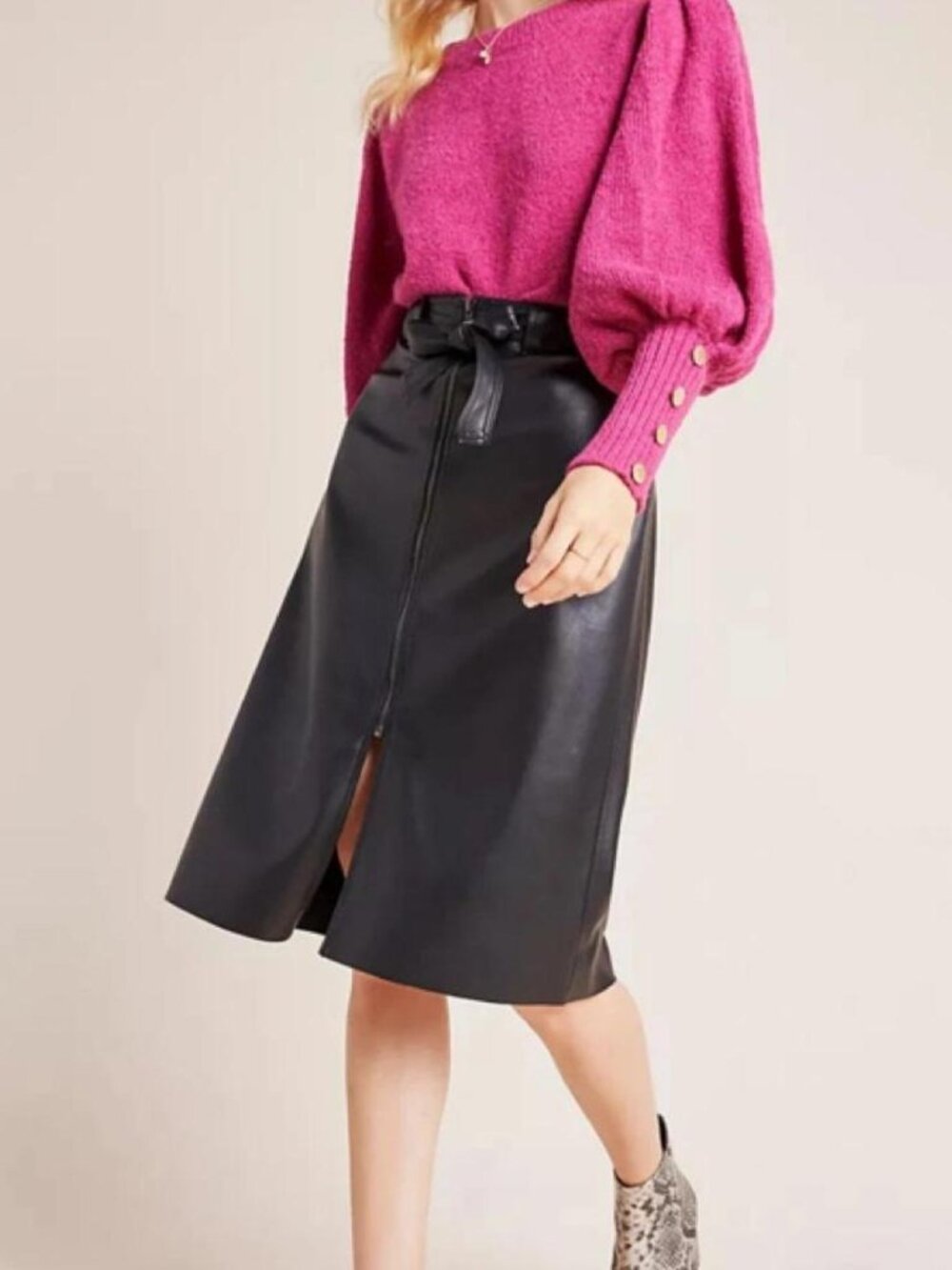 Bailey 44 Anthropolgie Marceline Faux Leather A-Line Midi Skirt Size XS NWT $160